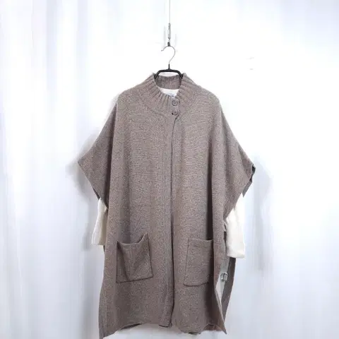 셀렉샵 캐시미어 브라운 니트 판초 케이프 가디건