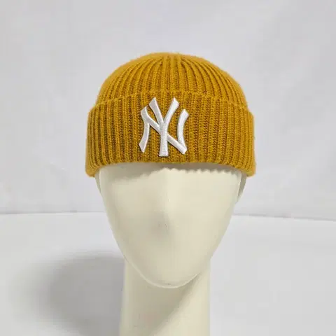 MLB NY 머스타드 골지 숏 니트 비니 모자 프리사이즈 0119