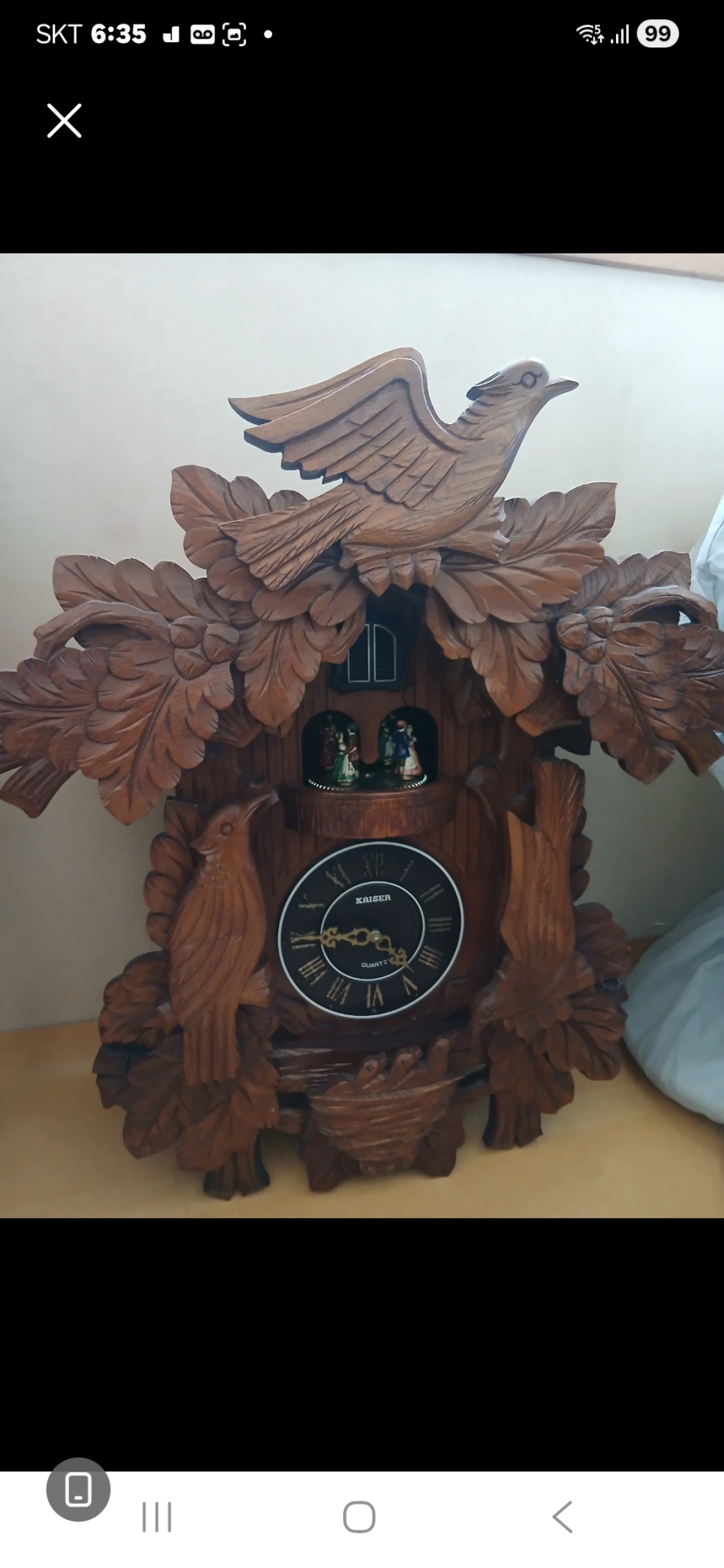 뻐꾸기시계작동정상 통나무조각1개단가