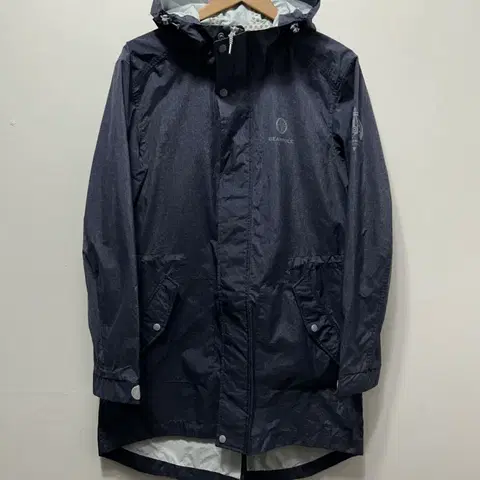 빈폴 네이비 후드 롱 바람막이 코트 L