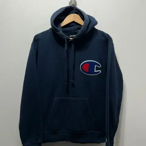 챔피온 빅로고 네이비 후드티 XL