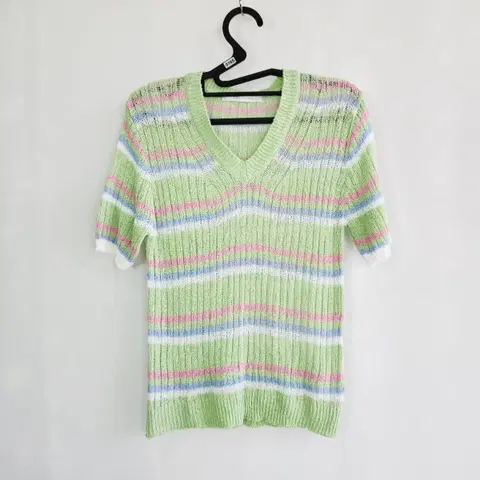 0165 코인코즈 스트라이프 반팔 니트 프리사이즈