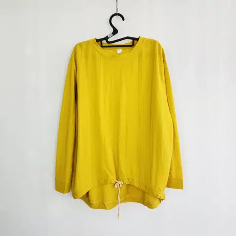 0558 옐로우 드로스트링 밑단 긴팔 티셔츠 감성캐주얼 프리사이즈