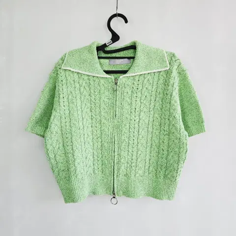 0505 에잇세컨즈 반팔 니트 가디건 그린 L 사이즈 여성