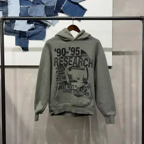 (95) 비바스튜디오 스트릿 캐주얼 프린팅 기모 후드티