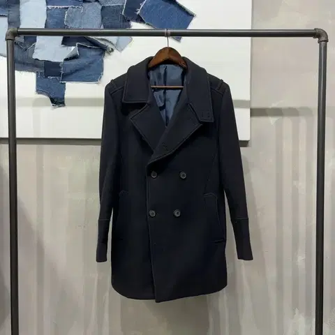 (100) 지오송지오 클래식 울 더블버튼 하프 코트