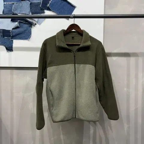 (95) 유니클로 캐주얼 배색 후리스 플리츠 자켓