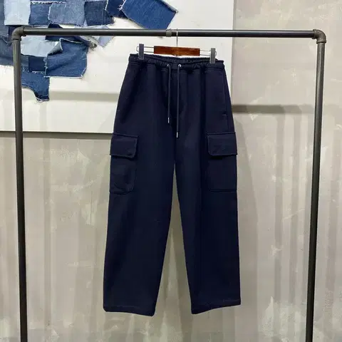 (30~32인치) 라이풀 캐주얼 모직 네이비 밴딩 카고팬츠 바지