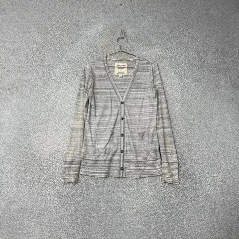 후아유 그레이 배색 코튼 가디건 S