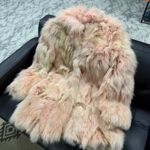 VTG 빈티지 100% 폭스 퍼 핑크 퍼 코트