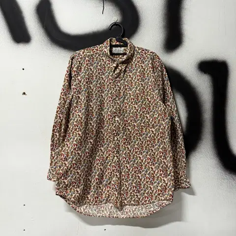 VTG 빈티지 페이즐리 풀 패턴 원 포켓 코튼 긴팔 셔츠