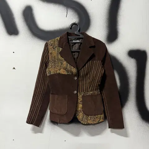 리나시멘토 코듀로이 골덴 멀티 패턴 다크 브라운 블레이저 자켓
