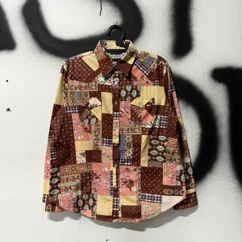 VTG 빈티지 에스닉 반나다 패치워크 더블 포켓 긴팔 셔츠