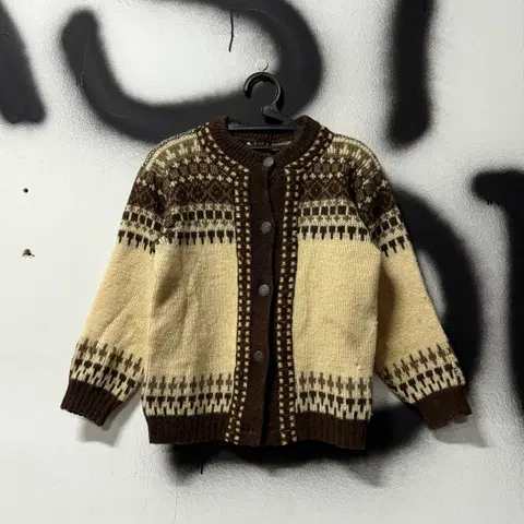 Norway 노르웨이 울 100% 코위찬 크롭 니트 가디건