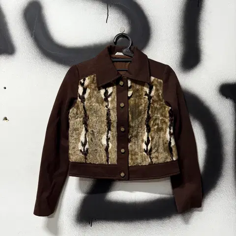 VTG 빈티지 다크브라운 송치 디테일 크롭 자켓