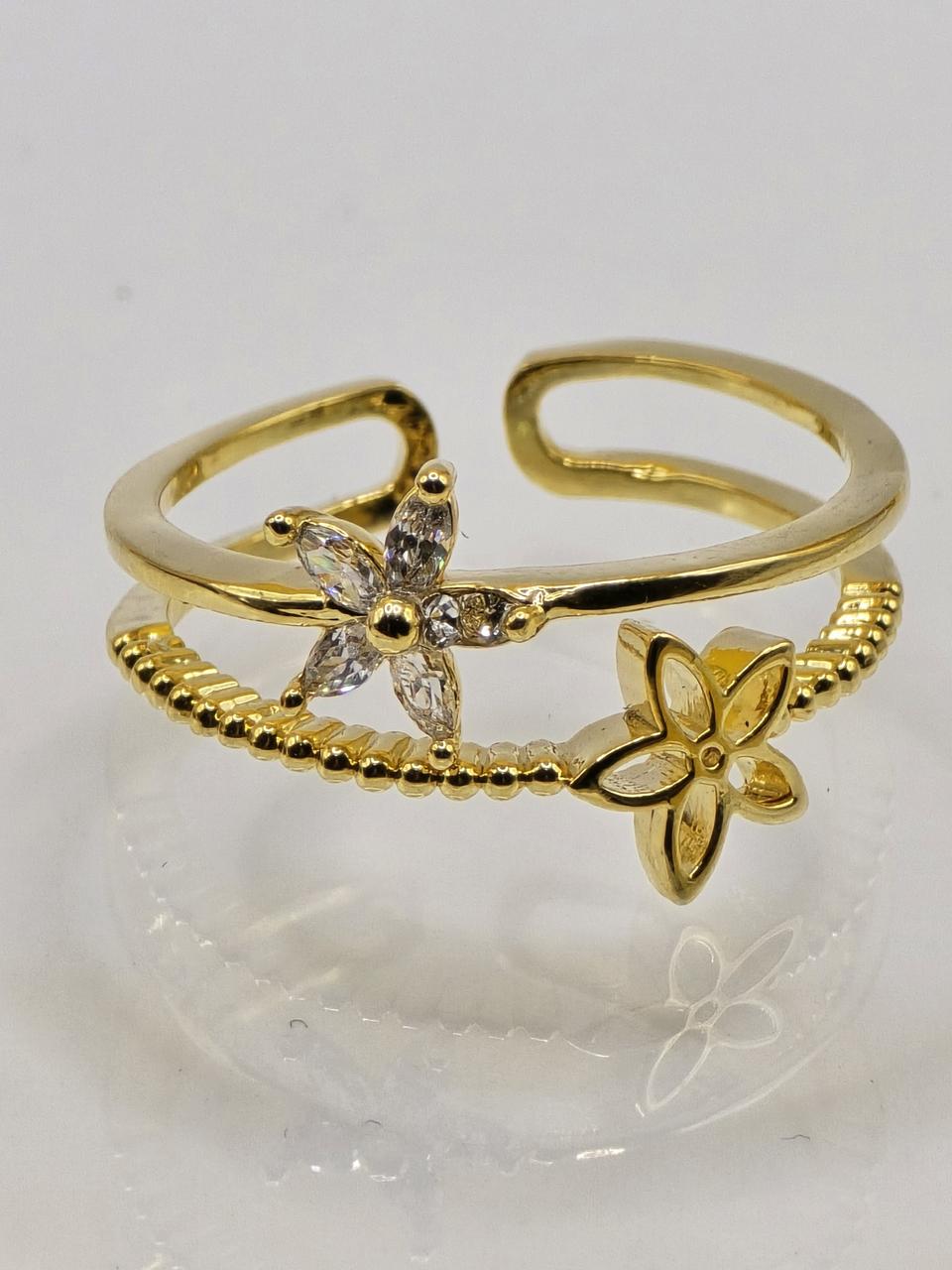 큐빅셋팅 플라워 레이어드 반지