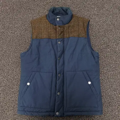 브룩스브라더스 헤링본 패딩 조끼 네이비 M