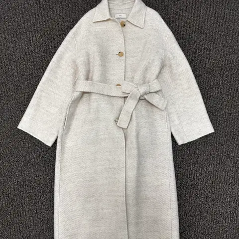 Fave 헤링본 핸드베이드 울 롱 코트 아이보리 F