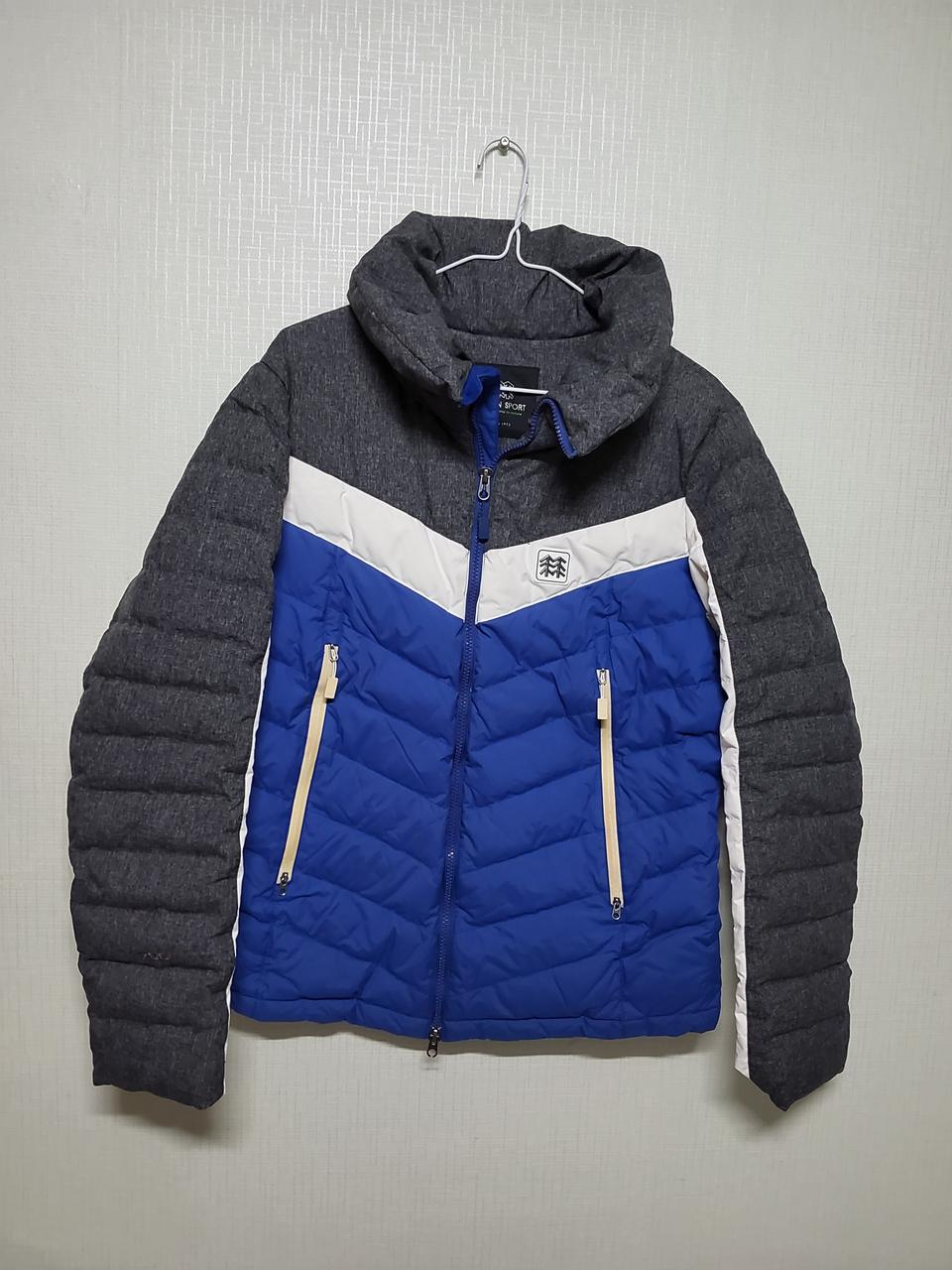 코오롱 블루 배색 구스패딩.여105