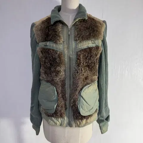 빈티지 래빗 퍼 하이브리드 자켓 y2k