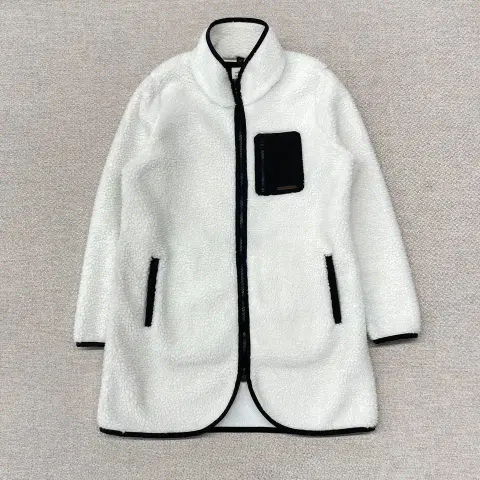 헨리코트 여성 화이트 롱 플리스 자켓
