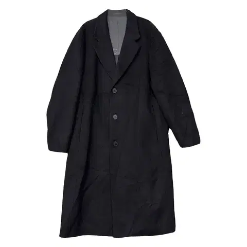 지오지아 블랙 울 캐시미어 롱코트 XL