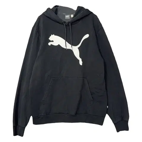 푸마 프린팅 블랙 로고 후드티 M