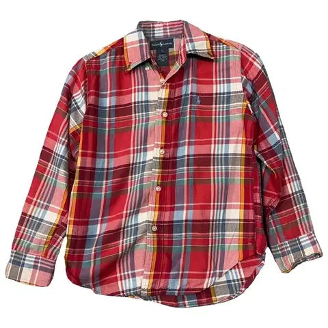 5세 폴로 키즈 체크 레드 셔츠