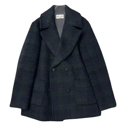 PAUL&JOE 체크 그린 네이비 울 코트 100