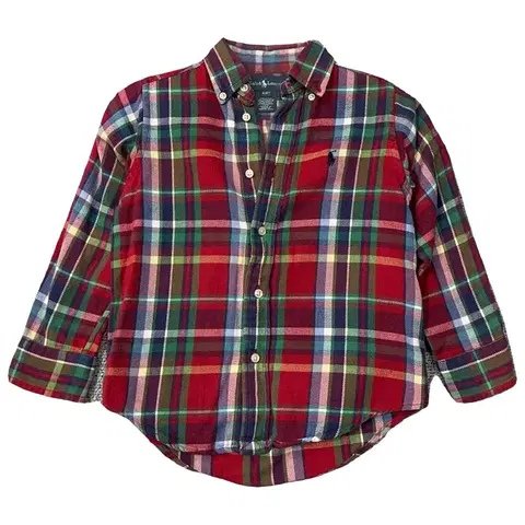 4세 폴로 키즈 체크 레드 셔츠