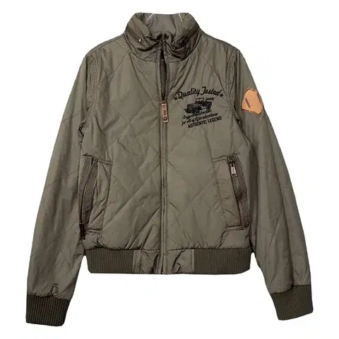 지프 카키 프린팅 빈티지 누빔 점퍼 자켓 S(90)