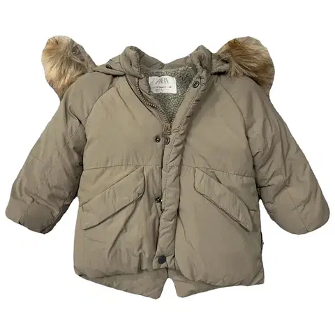 12-18개월 자라 베이지 후드 퍼 패딩