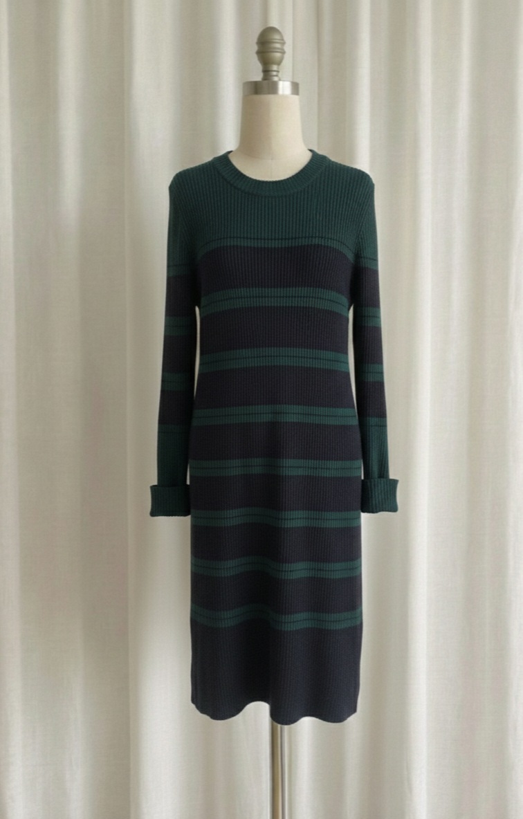에잇세컨즈 다크그린 스트라이프 니트 원피스 S 85사이즈