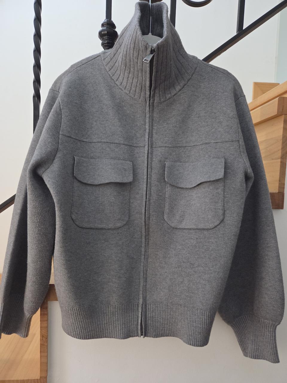 클라비스 그레이 집업 니트 M (실착1회.상태좋음)