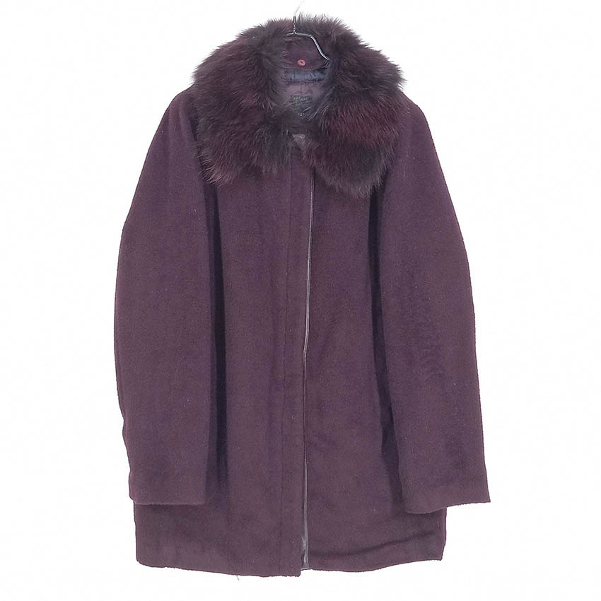 피에이티 여성 집업 알파카혼방 모직코트 와인100 (HU42538)