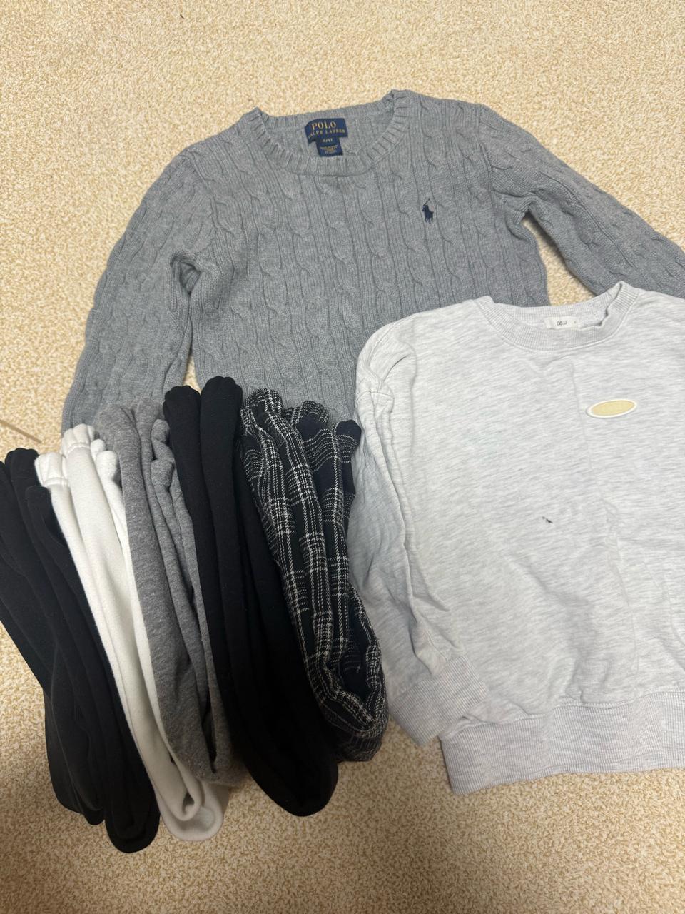 7호 유아옷 일괄 판매 총8벌 폴로니트 레깅스 체크바지 고유맨투맨