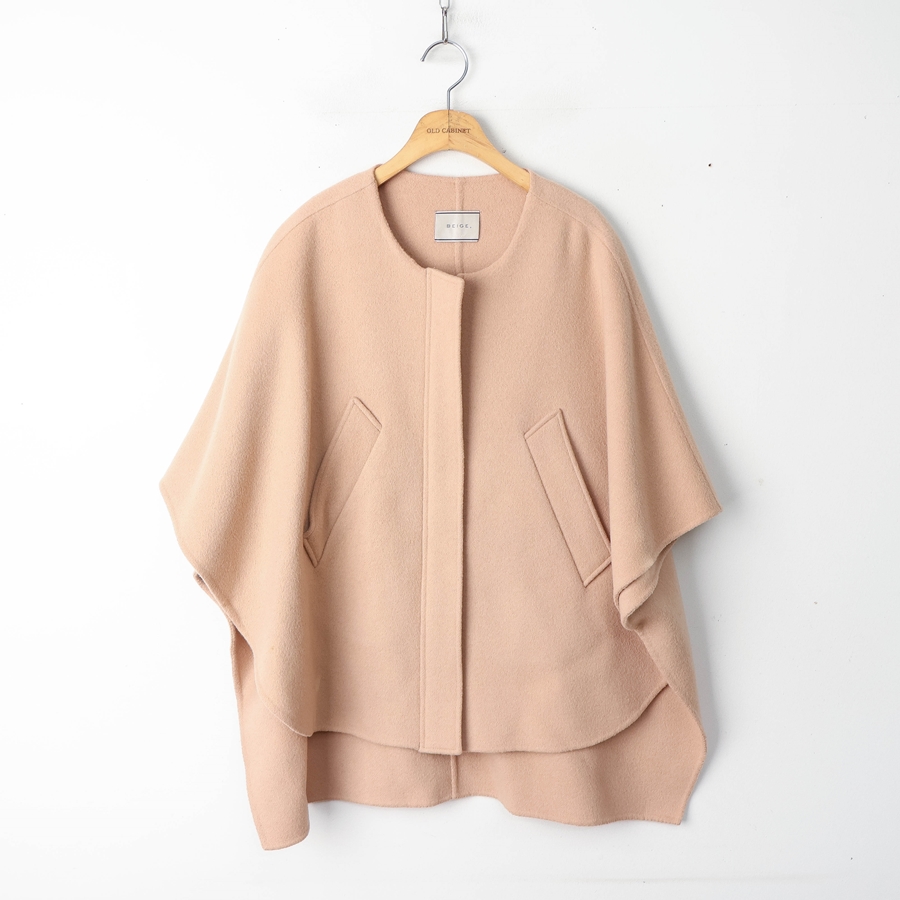 F/BEIGE 집업 울 케이프 코트