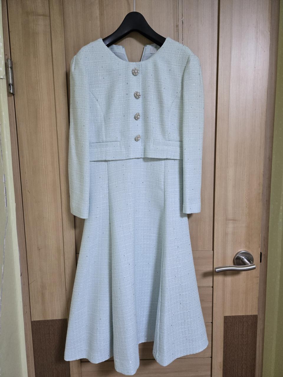 라인 트위드 투피스 원피스 하객 격식