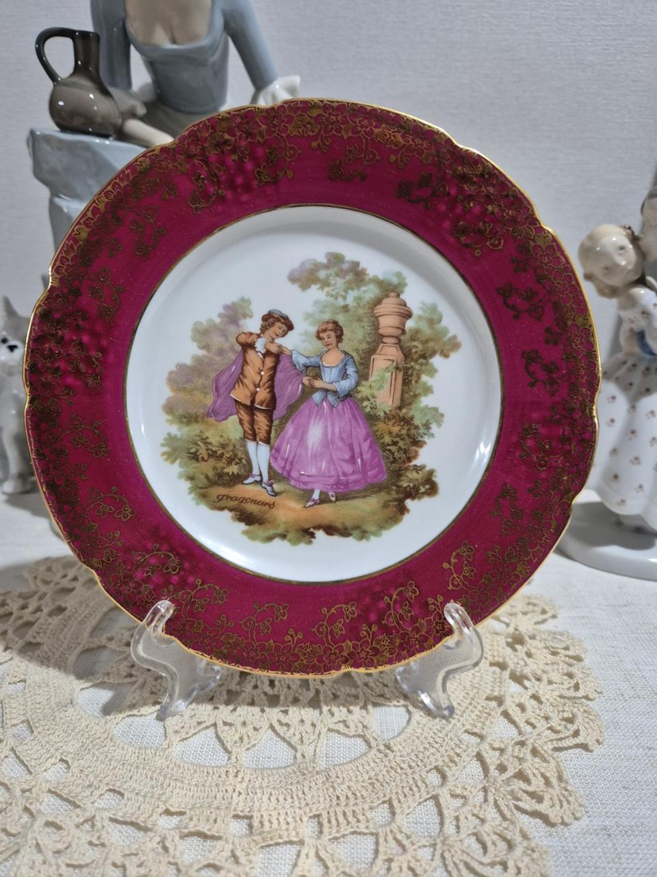 프랑스 리모지 프라고나르 연인 장식접시
