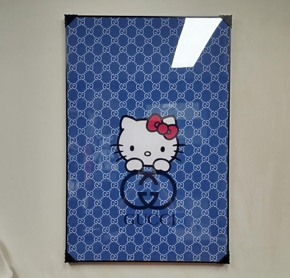 구찌 헬로키티 키티 피규어 인형 유화 꽃 그림액자 그림 액자 인테리어소품