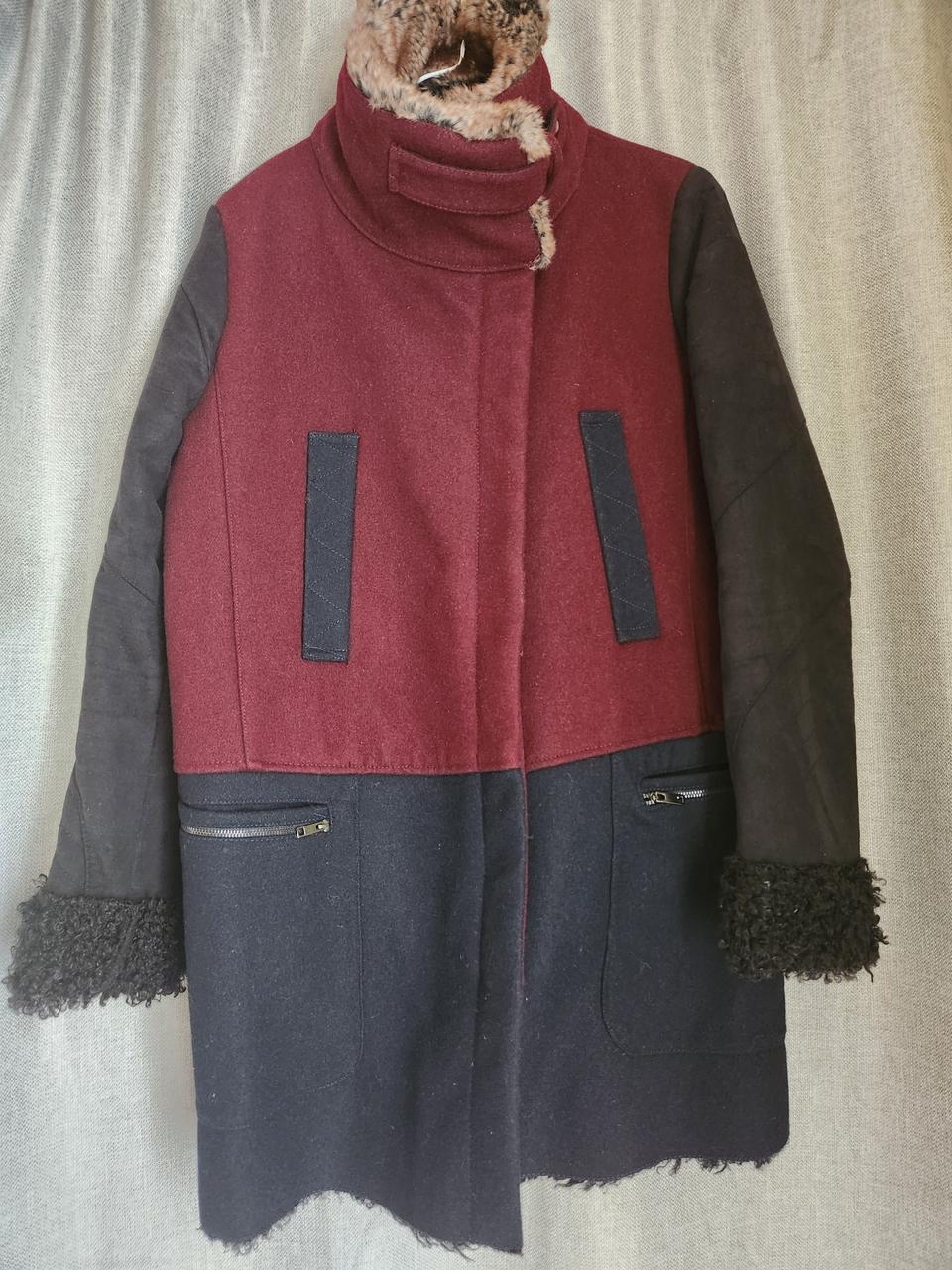 M66버건디투톤미디모혼방코트자켓