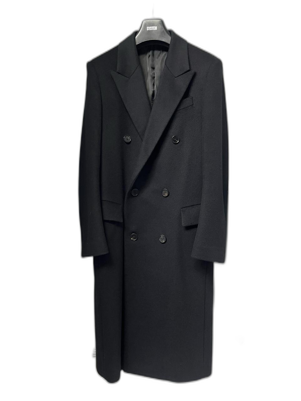 시스템옴므 피아첸자원단 블랙 캐시미어 더블 코트 95사이즈