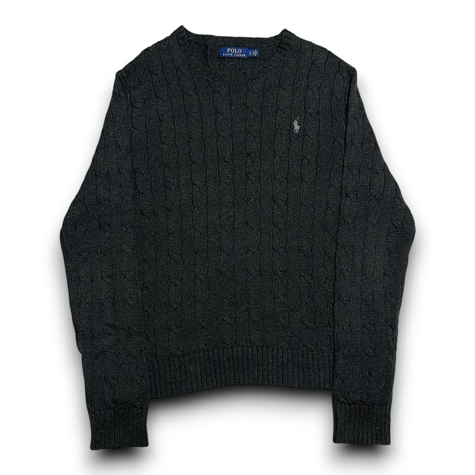 Polo Ralph Lauren 코튼 케이블 라운드넥 차콜 니트