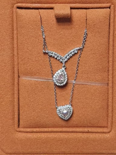 핑크다이아몬드 하트/페어컷 목걸이