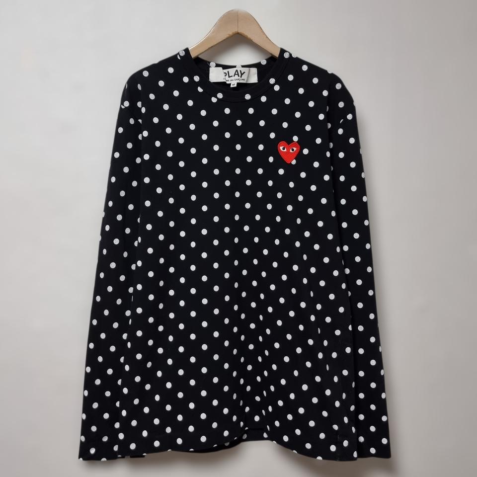 꼼데가르송 폴카 닷 레드 하트 롱슬리브 95