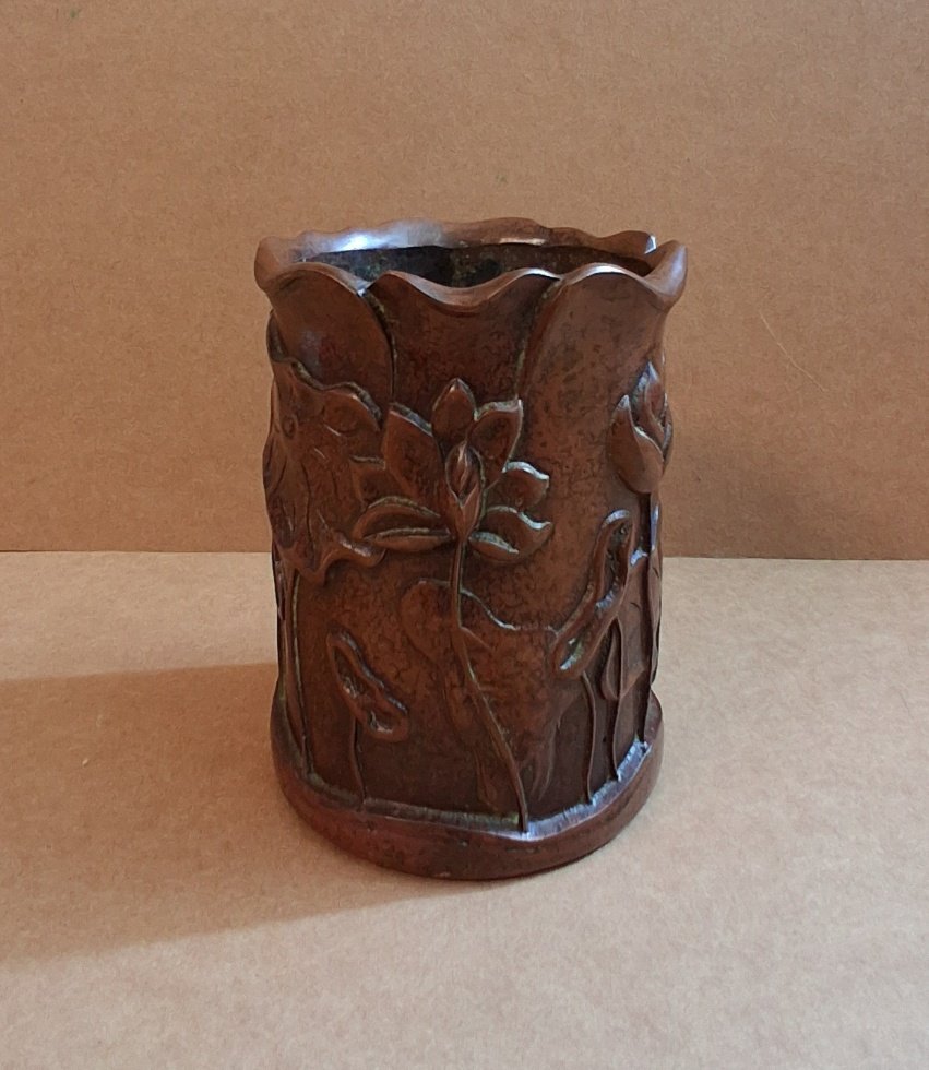 연화양각 동제 필통적동 황동