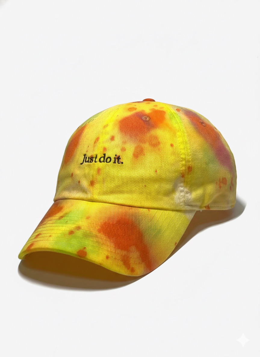 NIKE 나이키 초레어 빈티지 커스텀 타이다이 레몬/오렌지 볼캡 모자