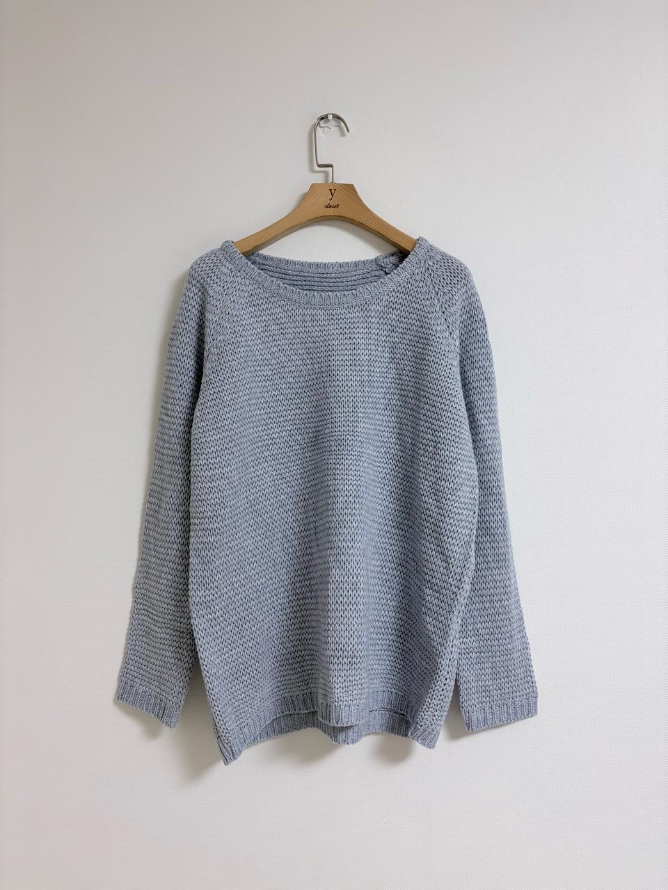 하늘색 와플 니트 스웨터