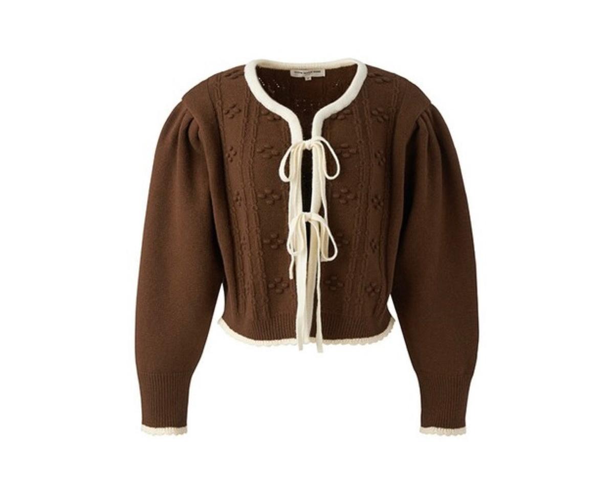 택O) 유어네임히얼 리본이 가디건 브라운