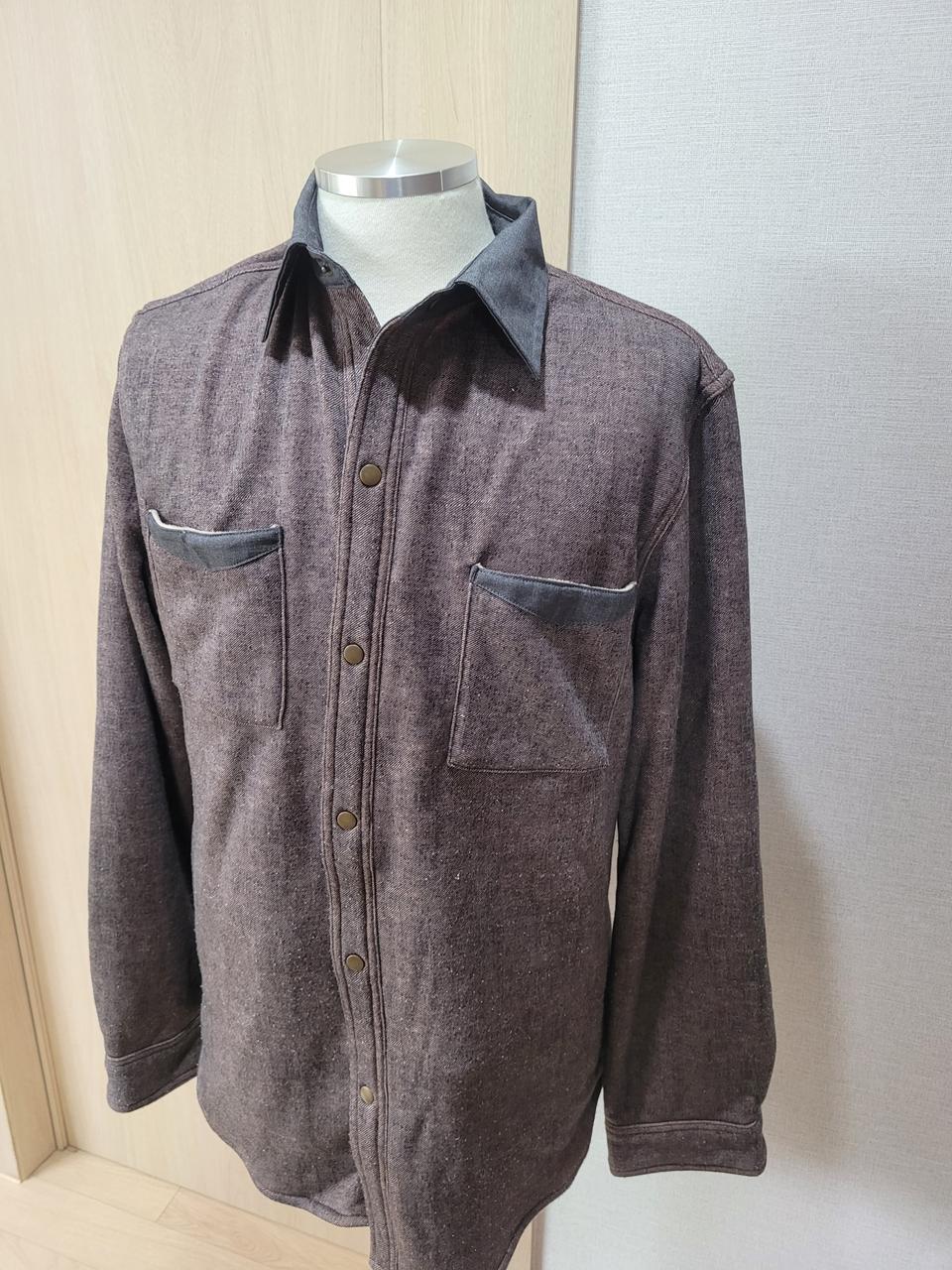 Super brand 남성 브라운 헤링본 플리스 셔츠 자켓 105